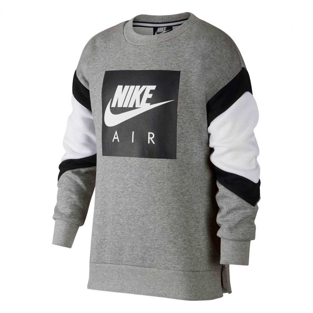 Nike Air Crew Sportswear Rundhalsshirt Kinder Fleece Rundhalsshirt Pullover Grau